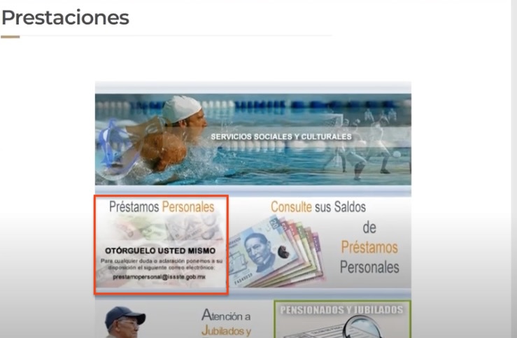 Apartado préstamos personales simulador SINAVID