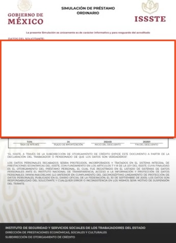 Ejemplo de simulación préstamo SINAVID