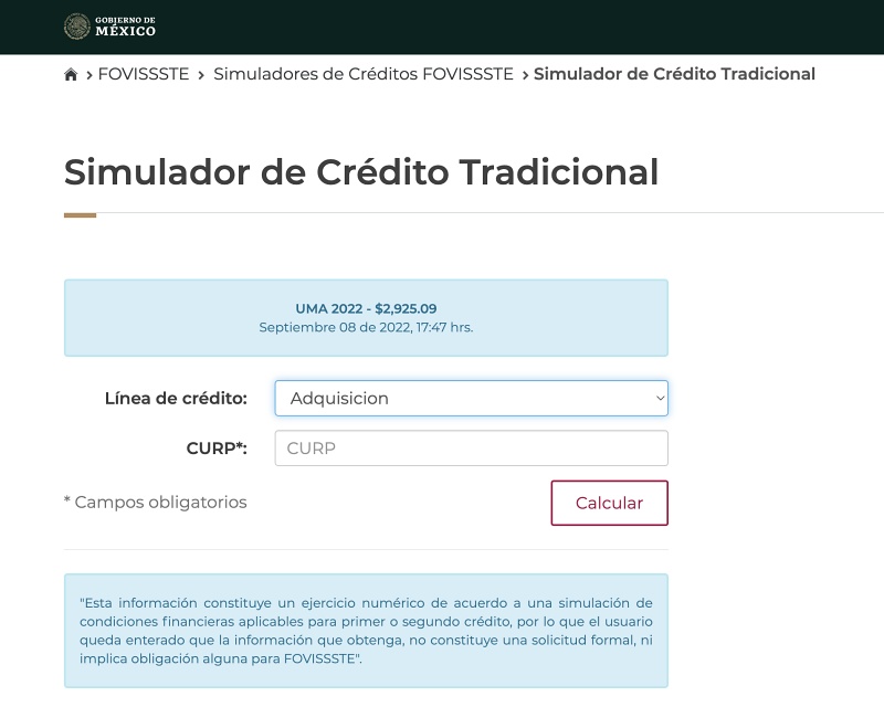 simulador credito tradicional fovissste