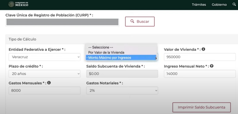 Simulador de Crédito Hipotecario Fovissste para Todos