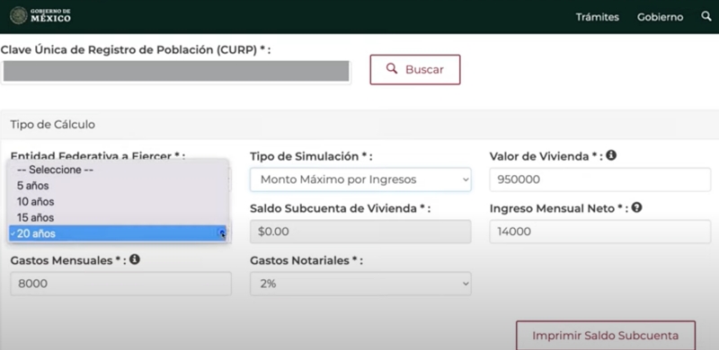 Simulador de Crédito Hipotecario Fovissste para Todos