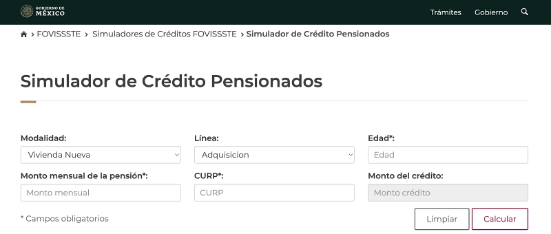 Simulador de Crédito para Pensionados del Fovissste